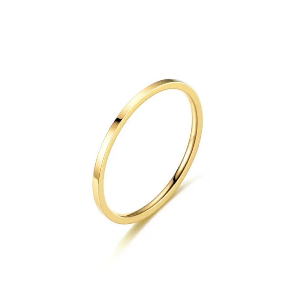 18K Gold Plated Band Ring Stainless Steel Jewelry for Women Men Unisex